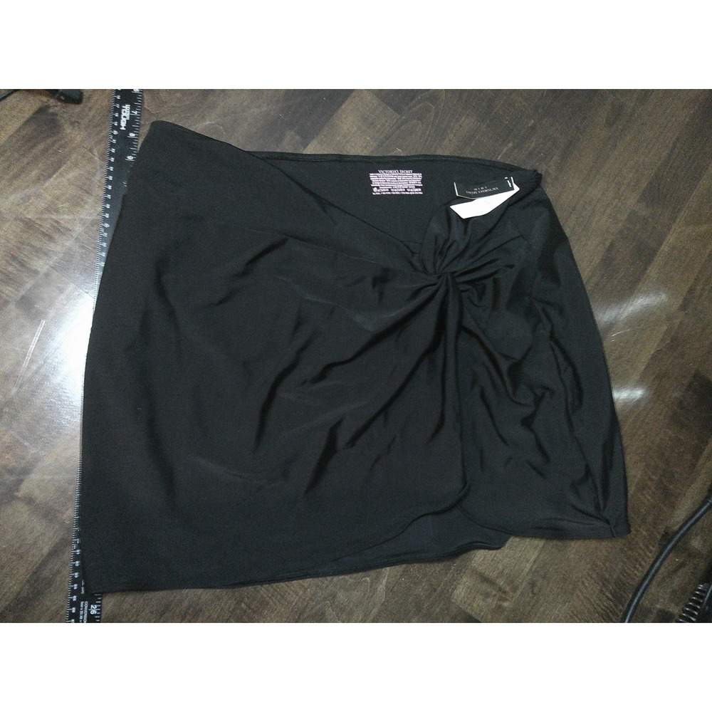 Victoria's Secret Swim Skirt Women XL/XXL Black NWT Knot Front Sarong Coverup